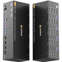 HDMI+DisplayPort KVM Switch 4/3/2 Monitors 4 Computers 8K@60Hz/4K@144Hz,KCEVE USB3.0 Switch for 4/3/2 PC Share 4 USB 3.0 Devices