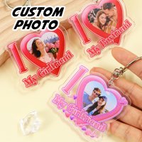 Custom Couple Keychain-With Photos, Personalized Keychain, I Love My Girlfriend Keychain For Boyfriend, Valentine'S Day, Couple