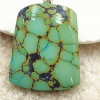 Natural Green Original Turquoise Pendant Crystal Water Drop Oval Gemstone Women Men Gift Blue Turquoise Necklace Healing AAAAA