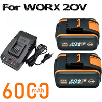 For Worx 20V 6000mAh Rechargeable Li-ion Battery WA3551 WA3551.1 WA3553 WA3641 WX373 WX390 Electric Tool With charger