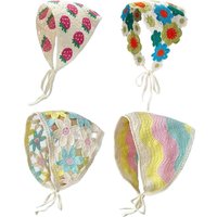Handmade Crochet Flower Triangle Headband Breathable Mesh Hair Scarf for Women Girls Sun Protection Outdoor Picnic Head Wrap