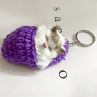 Simulation Mini Cat Keychain Cute Plush Cats With Sound Children Birthday Gifts Creative Imitation Cat Ornaments Bag Decoration