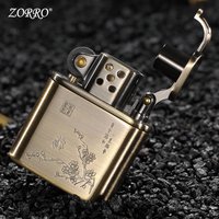 ZORRO Kerosen e Lighter Windproof Retro Engraving Plum Blossom Grinding Wheel Lighter Cigarette Lighter