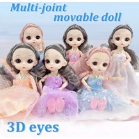 Mini cute Princess Dress doll 3D simulation eyes 21 movable joint Net star doll children's toy gifts