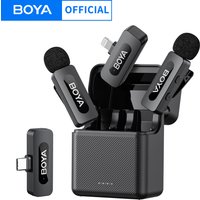 BOYA BY-V3 Wireless Lavalier Lapel Mirophone Noise-cancelling Rechargeable Mic for iPhone Android Camera Live Streaming Vlogging