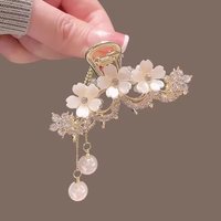 1pcs Fashion Elegant Exqusite Crystal Flower Pearl Tassel Hair Claws For Women Girls Party Ponytail Hair Accessories