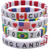 BEUTIFOR Football Themes Beaded Bracelets For Women Colorful National Soccer Beads Elastic Bangle Accessory