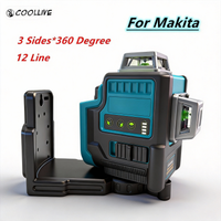 For Makita 18V Battery Laser Level 12 Lines 3 Sides*360 Degree Horizontal & Vertical Green Beams Meter Self-Leveling Laser Tools