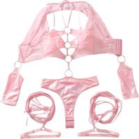 MUZISKAT Summer Pink Sexy Tight Solid Color Dress Women's Hollow Mini Skirt Nightclub Party jumpsuit 3-piece Set
