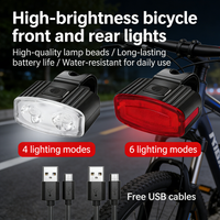 AliExpress NONE Bicycle Light Rechargeable USB Bike Headlight Bike Night Riding Bicycle Accessories Front Headlight Back Taillight White/RedSE16