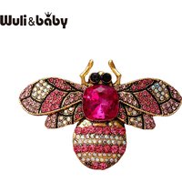 Wuli&baby Vintage Palace Style Bee Brooches For Women Unisex 2-color Luxury Rhinestone Insects Party Office Brooch Pins Gifts