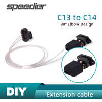 C13 to C14 Power Extension Cable Computer 90° Elbow Three-hole Ultra-thin Male and Female Plug Computer Acrylic/Aluminum Alloy