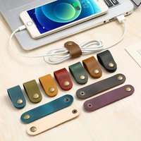 6Pcs PU Leather Cable Earphone Winder Bands, Durable Flexible Cord Organizer Straps,Portable Neat Cable Storage for Office Home