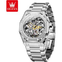 OLEVS Watches Luxury Man High Quality Original Fully Skeleton Automatic Mechanical Watch Stainless Steel Men Watches Gifts Box