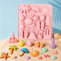 Beach Party Themed Silicone Molds, Available in a Variety of Shapes Including Trees, Flip-Flops, Castles, Starfish, Etc., to Unlock New Summer Baking Experiences, Can Be Used for Baking Cakes,
