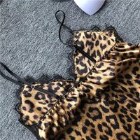 Europe and the United States popular sexy lace splicing leopard print suspenders and leopard print shorts homewear two-piece set