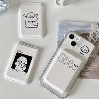 1pc Cute Dog Design Artificial Leather Magnetic Wallet Card Holder for iPhone 17 16 15 14 13 12 Pro Max Card Slot Accessory