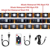 USB LED Strip Light 5V RGB Waterproof Black PCB 5050 0.5m 1m 2m 3m 4m 5m Led Strip Light Tape PC TV Backlight Remote Controller image 4