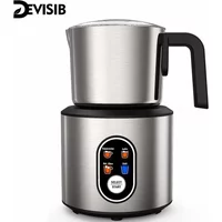 DEVISIB 4-in-1 Automatic Milk Frother Electric Instant Magic Froth 350ml Stainless Steel Pitcher Dishwasher Safe Hot and Cold