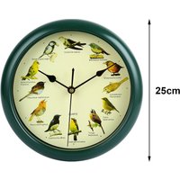 25cm Musical Birds Wall Hanging Sound Clock Battery Operated Household Interior Green Frame for Bedroom Housewarming Gift