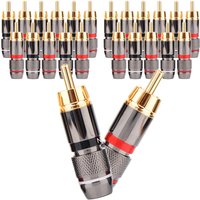 Musical Sound 50 Pieces RCA Plug Solderless Hi End 24K Gold Plated Male Audio Video Cable Wire Adapter RCA Connectors Jack