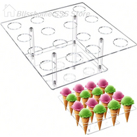 【S】6/16 Holes Acrylic Ice Cream Cone Holder Cupcake Popcorn Rack Party Wedding Buffet Display Stand Transparent Ice Cream