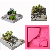 Succulent flower pot silicone mold Cement Drip Rubber Plaster Mould Handmade Making Decorative Storage Box
