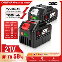 ONEVAN Rechargeable 21V Lithium Battery 22500mAh 15000mAh Ion Battery Cordless Electric Power Tool For Makita 18V Battery Pin image 4