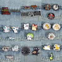 2-5pcs/set Cartoon Pins Black Coffee Cats Brooches Math Pun K-Drama Fans Enamel Badges Picture Book Monkey Jewelry Gift