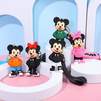 Disney Hoodie Mickey Mouse Car Keychain New Minnie Mouse Silicone Keychain Car & Bag Keyring Gift & Decorative Accessories