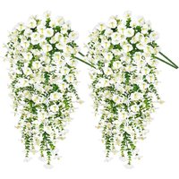 1/2Pcs 75cm White Artificial Morning Glory Wall Hanging Faux Violet Plants Hanging Flowers Vines for Home Garden Wedding Decor