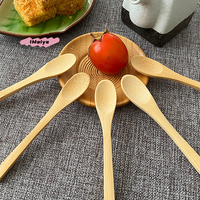 5Pcs Bamboo Wooden Honey Spoon Eco-Friendly Kitchen Tableware Condiment Scoop Coffee Dessert Teaspoon for Household Use