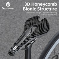 AliExpress West Biking WEST BIKING Ultralight Comfortable Breathable MTB Gravel Road Bicyle Riding Seat Part Bicycle Saddle 3D Printed Honeycomb Saddle