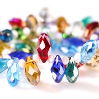 Austrian AB Color Teardrop Crystal Bead Water Drop Faceted Glass Bead Loose Spacer Bead for Jewelry Making DIY Bracelet Necklace