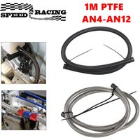 1M PTFE AN4-AN12 Racing Hose Stainless Steel Braided Brake Hose Fuel Oil Line Oil Cooler Car Hoses Accessories Black/Silver