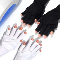 LINMANDA Anti UV Gloves Gel Professional Protection Gloves Sun Black Half Exposed Fingertips Phototherapy Gloves Short Section