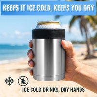 Heavy Duty Double Wall Stainless Steel Insulated Can Cooler Bottle Holder Vacuum Insulated Beer Bottle Cooler Bar Accessories HD