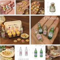 1/6 Scale Miniature Dessert Collection: Heart Cake, Churros, Smile Cookies Soda Bottle & Tiny Bear for BJD Dollhouse Party Scene