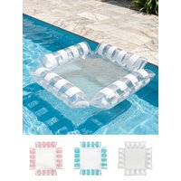 1 pc inflatable four tube transparent striped hammock, portable floating chair, summer beach pool water entertainment