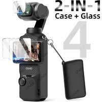 2 IN 1 Case + Glass For DJI Osmo Pocket 4, Ultra-Clear Glass Lens Screen Protector Film & Silicone Protective Cover Accessories