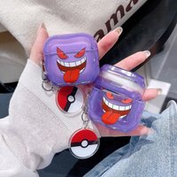 For Airpods Pro 3 Case 2025,Pokemon Ball Gengar TPU Protective Earphone Cover For Airpods Pro 2/Airpods 4 Cover With Keychain