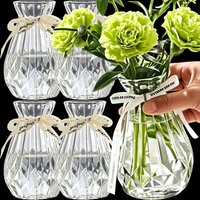 1/3pcs Diamond Style Plastic Vase Transparent Clear Imitation Glass Bud Vases DIY Flowerpot Container Home Table Decoration