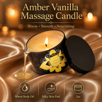 Amber Vanilla Massage Oil Candle, Natural Soy Wax Scented Massage Candle for Body Massage, Aromatherapy Candle for Home Spa Care