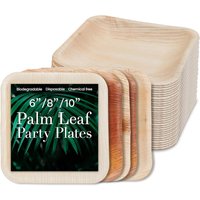 Palm Leaf Plates - Compostable and Grease Resistant 6 Inch Square Plates - Eco Friendly Plate is 100% Natural, Sturdy