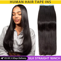 MRSHAIR Tape in Hair Extensions Human Hair Silk Straight Cuticle Remy Tape in Extensions Skin Weft 20pcs/Pack 12-24inch Tape Ins