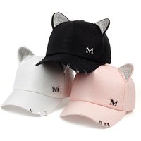 Unisex Cute Cat Ears M Label Baseball Caps Spring Autumn Outdoor Adjustable Casual Hats Sunscreen Hat