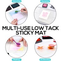 Low Tack Sticky Mat with Grid for Stamping Stenciling Ink Blending,Clear Photopolymer Craft Low Tacky Mat