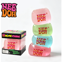 Needoh Nice Ice Cube Glow in the Dark Squeeze Sensory Toy Non-toxic Maltose Fidget Anxiety Relief Stress Balls Solid Clear Cube