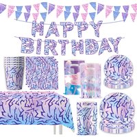 Pink Purple Kpop Theme Birthday Party Decorations Paper Cup Plate Napkin Banner Gift Bag for Kids Baby Shower Supplies Gifts