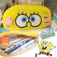 SpongeBob Pencil Bag Cartoon Plush Pen Pouch Stationery Storage Bag boys Girls Cute Embroider Pencil Case Student Reward Gifts